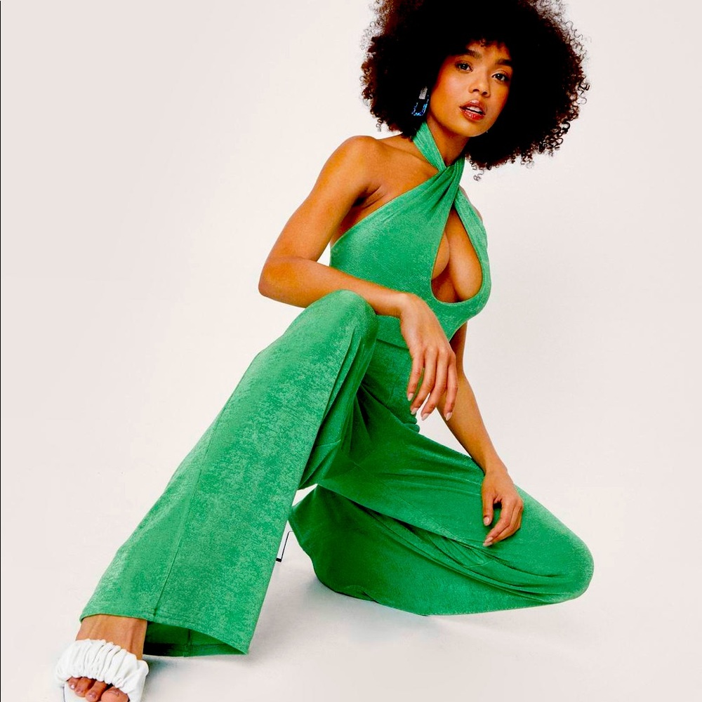 Cross over halterneck jumpsuit